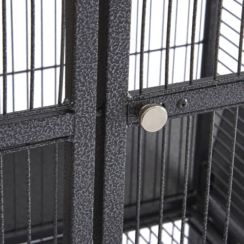69 Inch Wrought Iron Large Bird Flight Cage with Rolling Stand for Budgie Parakeet Conure 30" L x 32" W x 69" H