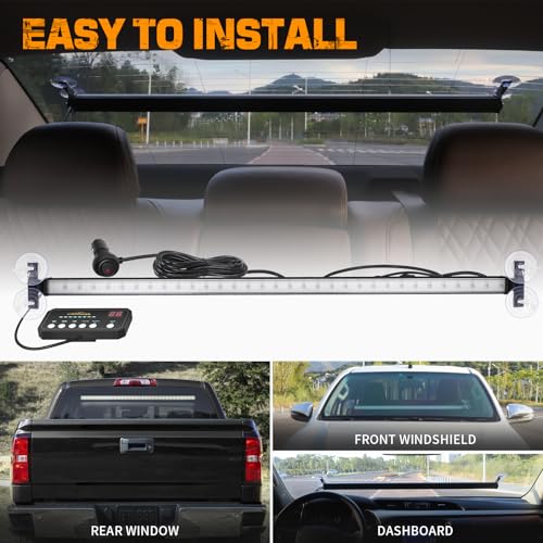 XRIDONSEN 35 inch Traffic Advisor Light Bar 144 LED White strobe lights - color: White