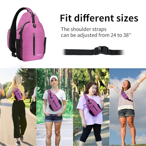 MAYLISACC Sling Bag Reversible Crossbody Chest Daypack Lightweight Hiking - color: Purple
