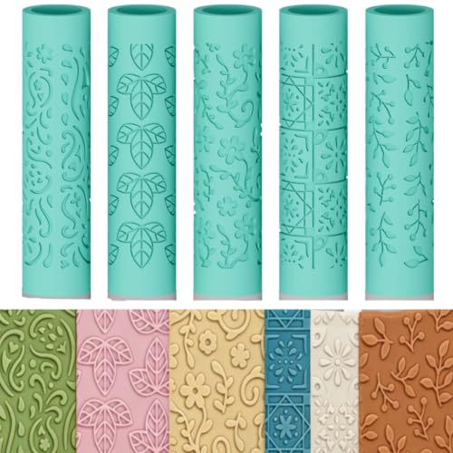 ORIGACH 5Pcs Mandala Paisley Polymer Clay Texture Roller for Earring Making - style: Flower Mandala & Paisley