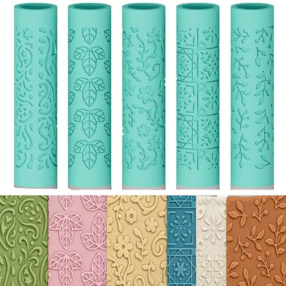 ORIGACH 5Pcs Mandala Paisley Polymer Clay Texture Roller for Earring Making - style: Flower Mandala & Paisley