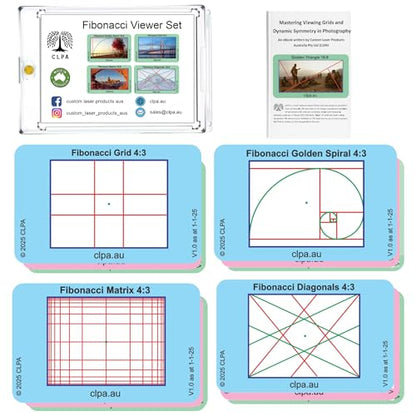 Fibonacci Directors Viewfinder Set, 4 Layouts, 12 Cards - size: Set - Fiboancci Viewers