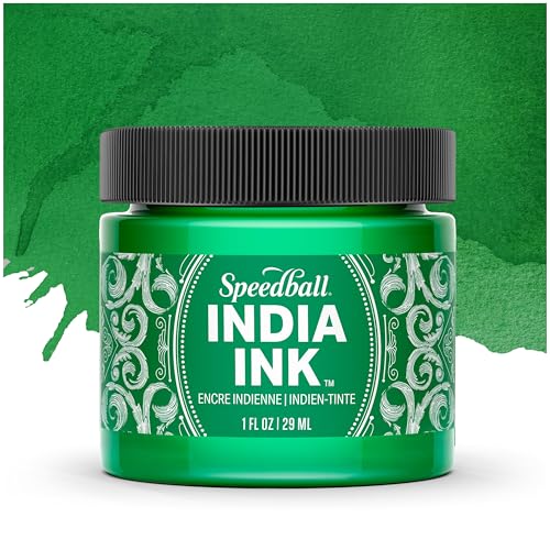 Speedball India Ink, Bright Emerald, 1-Ounce - color: Bright Emerald, size: 1 fl oz
