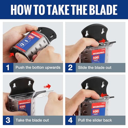 WORKPRO Utility Knife Blades, 100-Pack SK5 Steel Blades with Dispenser - style: 100 Pack