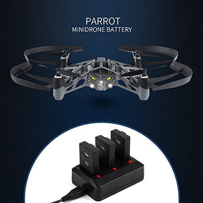 D&F Replacement Battery 3 Pack 660mAh Battery with Rechargeable Charger for Parrot MiniDrone Jumping Sumo,Swing,Mambo,Parrot Mini Drone Rolling Spider