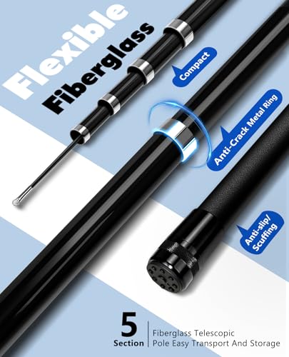 Telescoping Windsock Pole 15 FT – 5-Section Fiberglass Wind Sock Pole - size: 15 feet
