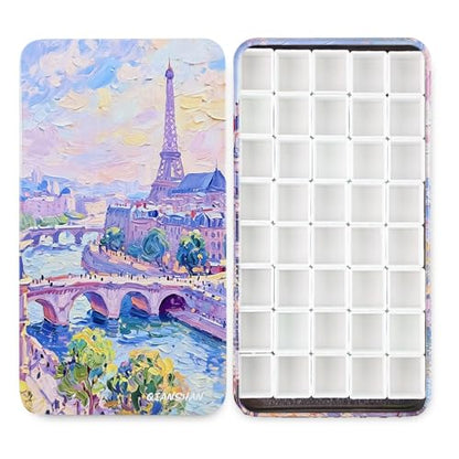 qianshan 40Pcs Empty Half Pans Watercolor Tin Palette with Magnetic Stripe - color: Paris Impression