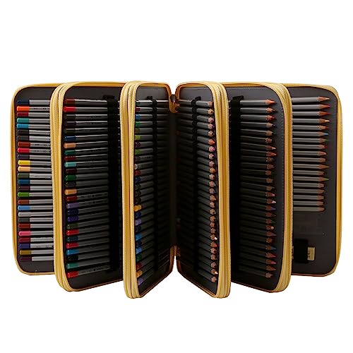 250 Slots Pencil Case 5-Layer Zipped Holder w/Handle - color: Bee, size: 250