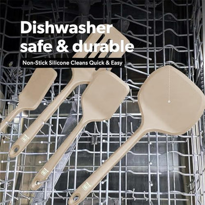 DI ORO Silicone Turner Spatula Set - 600F Heat Resistant, 4-Pc Clay - color: Clay