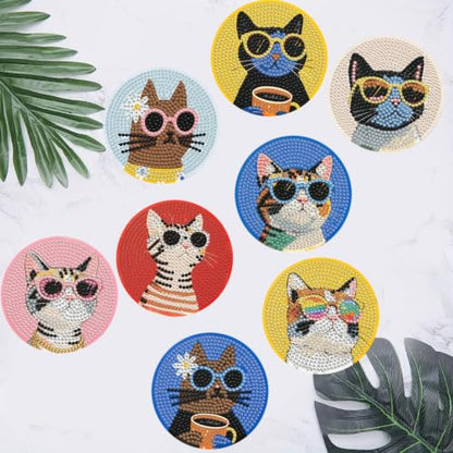 Cat Diamond Art Coasters Kit - Diamond Painting Coasters 4X4IN - color: Cat-2
