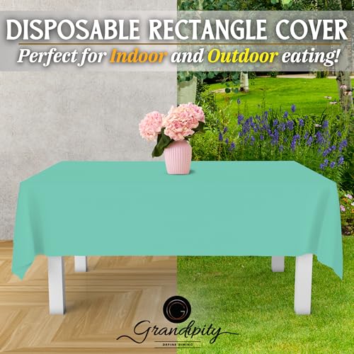 Grandipity Plastic Table Cloth Disposable 12 Pack 54” x 108” Rectangle - color: Aqua, size: 54in. x 108in. Rectangle