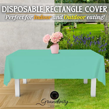Grandipity Plastic Table Cloth Disposable 12 Pack 54” x 108” Rectangle - color: Aqua, size: 54in. x 108in. Rectangle