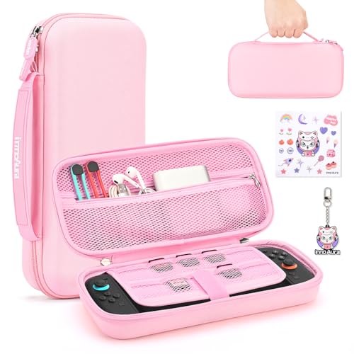 innoAura Switch 2 Carrying Case for NS Switch 2 (2025), with 9 Game Card Slots, Protective Travel Storage Case, Cute Pendant and Sticker, Pink - color: Pink, size: for Switch 2 (2025)