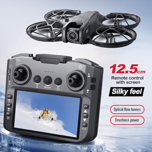 RC Drone with HD Camera for Adults Beginners, FPV Drones with Screen on Controller, Brushless Motor, Intelligent Flight, Gesture Control, 3D Flip, One Key Start, Optical Flow Positioning, Headless Mode, Remote Control Quadcopter Beginner-Friendly Hobby Dr