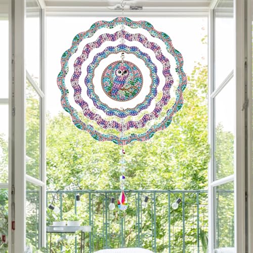 MaiYiYi DIY Owl Diamond Art Painting Wind Chimes Kit, 7.87X7.87 inches - color: Purple
