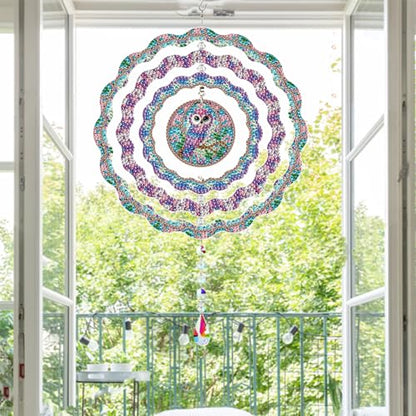 MaiYiYi DIY Owl Diamond Art Painting Wind Chimes Kit, 7.87X7.87 inches - color: Purple