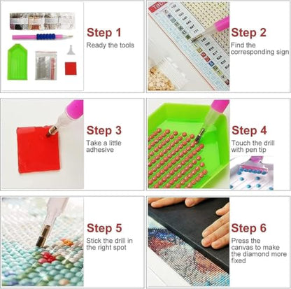 ZeeLionArt Diamond Art Kit, Sleeping Leopard Floral Bed, 16x12 Inch - color: DP04663