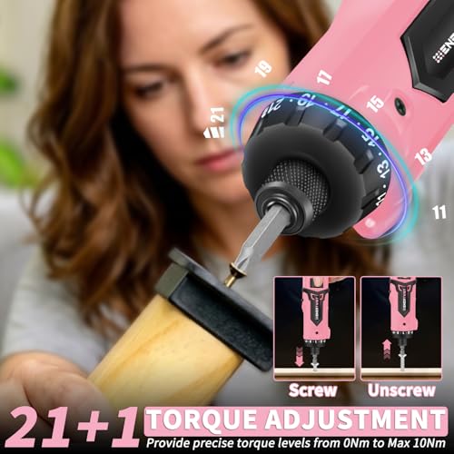 Enertwist Cordless Electric 8V Pink Screwdriver with 82 Accessory Kit - style: 82PCS 8V PINK