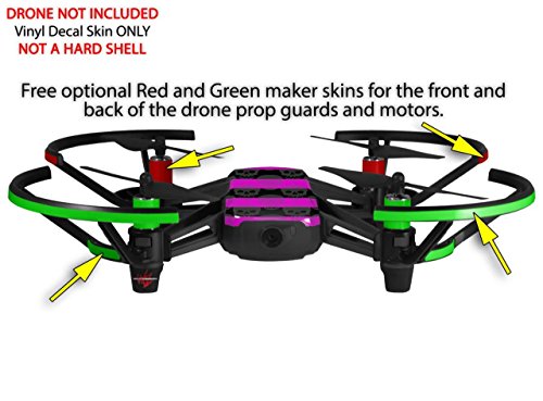 Skin Decal Wrap 2 Pack Compatible with DJI Ryze Tello Skull Stripes Pink Drone NOT Included