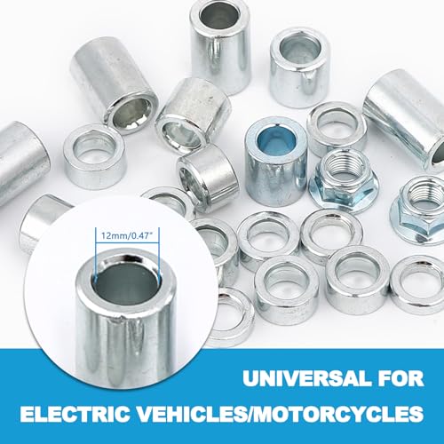 22 Pcs M12 Solid Steel Spacer Sleeve Bushings for 12 mm / 0.47 inch Axle
