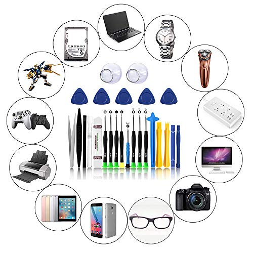 25 in 1 Electronics Repair Tool Kit,Precision Screwdriver Set Magnetic for iPhone,Cell Phone,Smart Watch,Computer,PC,Tablet,iPad,Camera,Xbox,PS4 Pry Open Replace Screen Battery