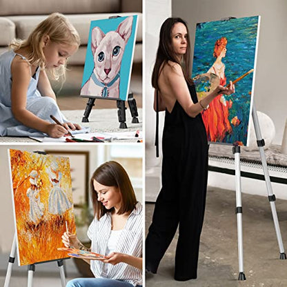 Art Painting Display Easel Stand - Silver Adjustable Floor Artist Easel - style: Silver - 1pack