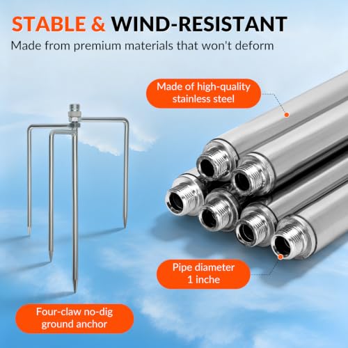Airport Windsock Pole Kit, 8 in x 36 in Aviation Grade Wind Sock Pole Kit