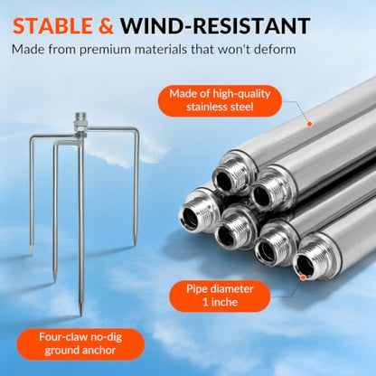 Airport Windsock Pole Kit, 8 in x 36 in Aviation Grade Wind Sock Pole Kit