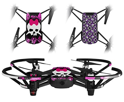 Skin Decal Wrap 2 Pack Compatible with DJI Ryze Tello Pink Diamond Skull Drone NOT Included