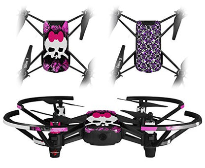 Skin Decal Wrap 2 Pack Compatible with DJI Ryze Tello Pink Diamond Skull Drone NOT Included