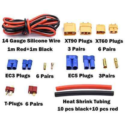Readytosky XT60/XT90/EC3/EC5/T-Plug Male&Female Connector Adapters Kit