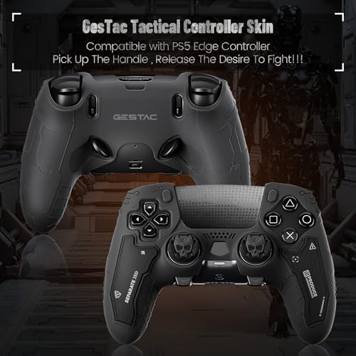 GesTac Tactical Skin Set for PS5 Edge Controller, Anti-Slip Silicone Protective Cover Skin Case Compatible with PS5 Edge Wireless Controller with 2 Thumb Grip Caps - Ghost Gray - color: Ghost Gray