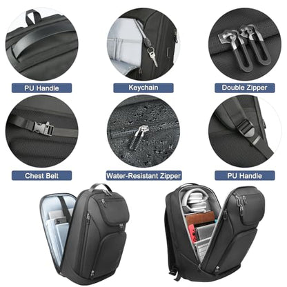 hk Business Smart Backpack for Men Anti-Theft for 17.3 Inch Laptop - color: Deep Black