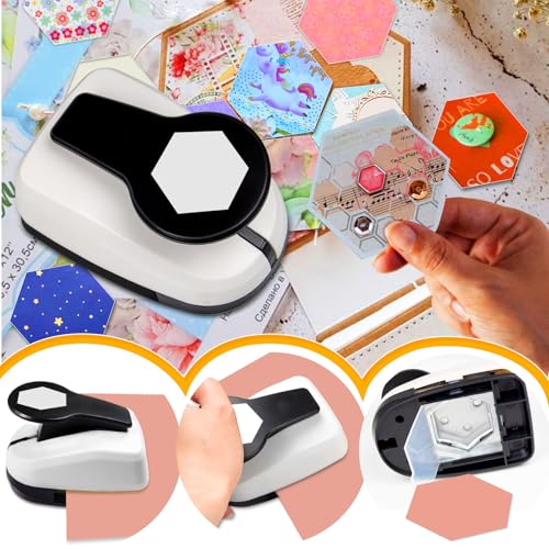 Hexagon Paper Punch, Hexagon Punch 1.97 Inch for Scrapbook DIY Arts Project - style: Hexagon