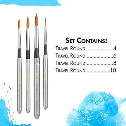 Princeton Aqua Elite, Series 4850, Synthetic Kolinsky Watercolor Paint Brush, Travel Set of 4 - size: Set of 4