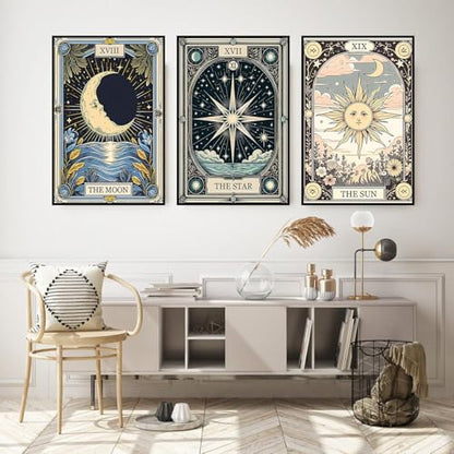 Axquilon 3 Pack Framed Paint by Numbers Kit for Adults 8x10in - color: 3 Pack Tarot with Easel-2