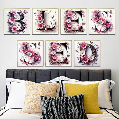 JATOK Diamond Painting Kit for Adults, Letter H, 11.8 x 11.8 in - color: Hot Pink