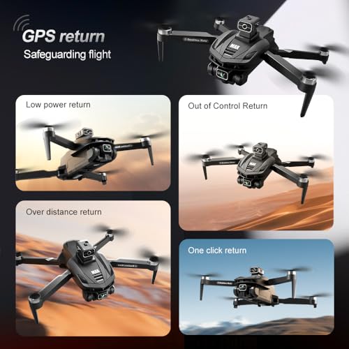 Drone With 4K UHD Camera for Adults, With GPS Drones Dual Cameras Outdoor - color: Black