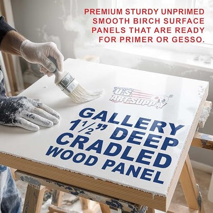 U.S. Art Supply 12" x 12" Unfinished Cradled Wood Panels for Painting - size: 12" x 12", style: Square