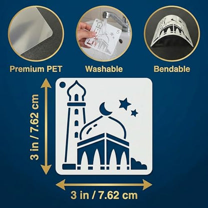 64 Pcs Ramadan Stencils for Painting, Mini Lantern Moon Designs 3 Inch - color: Ramadan