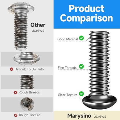 159 Pieces M6 Screw, Button Head Socket Cap Metric Screws Assortment Kit, Grade 10.9 Carbon Steel M6 Bolts and Washers/Nuts/Hex Wrenches, Black Oxided by Marysino - size: 159Pcs M6