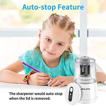 JARLINK Electric Pencil Sharpener, Heavy Duty Helical Blade, Auto Stop - color: White