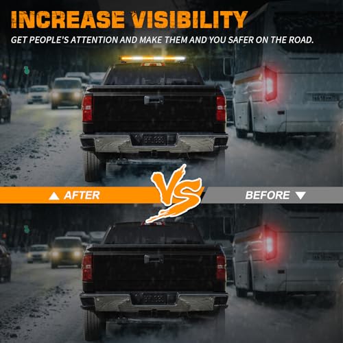 XRIDONSEN 28.4" 80 LED Roof Strobe Light Bar Amber White Emergency Lights - color: Amber/White