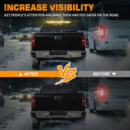 XRIDONSEN 28.4" 80 LED Roof Strobe Light Bar Amber White Emergency Lights - color: Amber/White