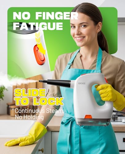 POPCHOSE Portable Handheld Steam Cleaner with Detergent Dispenser - color: WhiteOrange