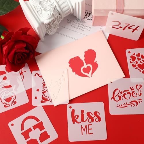 Augshy 56 Pack Valentine's Day Stencils, Reusable Craft Templates, 3 Inch - style: Valentines