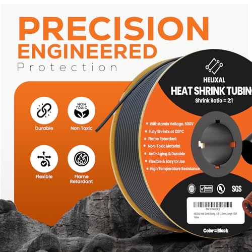 1/8" 3.2mm HELIXAL 2:1 Heat Shrink Tubing 120ft Spool with Airtight Seal - size: 1/8" - 120ft
