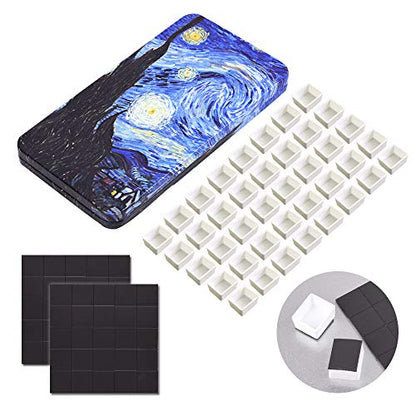 qianshan 40Pcs Empty Half Pans Watercolor Tin Palette with Magnetic Stripe - color: Starrynight