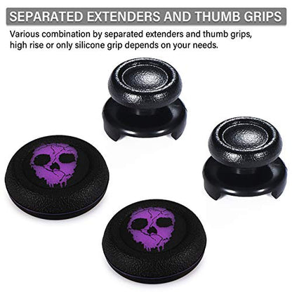 FPS Thumbstick Extender & Printing Rubber Silicone Grip Cover 2 Sets for PS5 & PS4 Controller (Ghost Purple) - color: 14