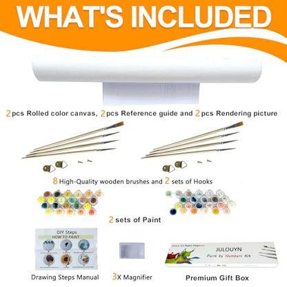 JULOUYN 2 Pack Mushrooms Paint by Numbers Kit for Adults,16x20 in - color: Mushroom